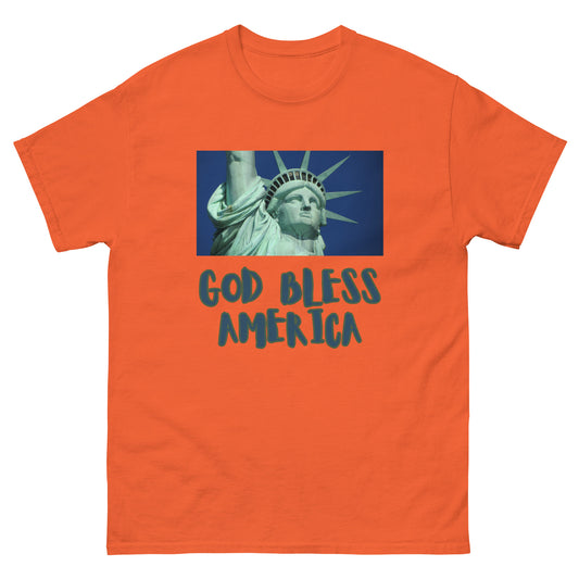 God Bless America T-Shirt (White, Orange)